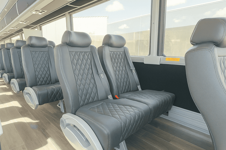interior of El Paso Minibus Company charter bus